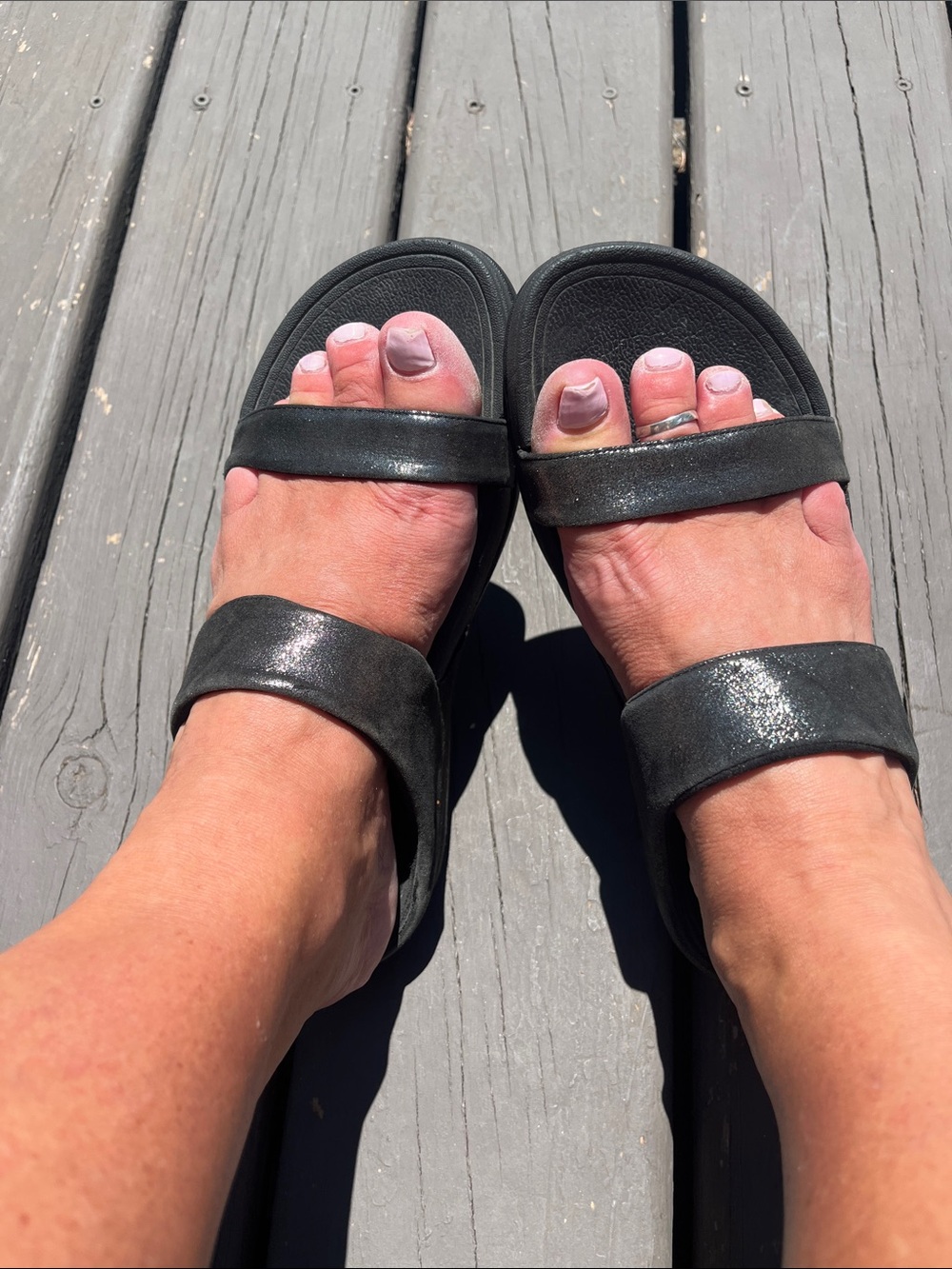 Fitflop Black Double Band Slide Sandals